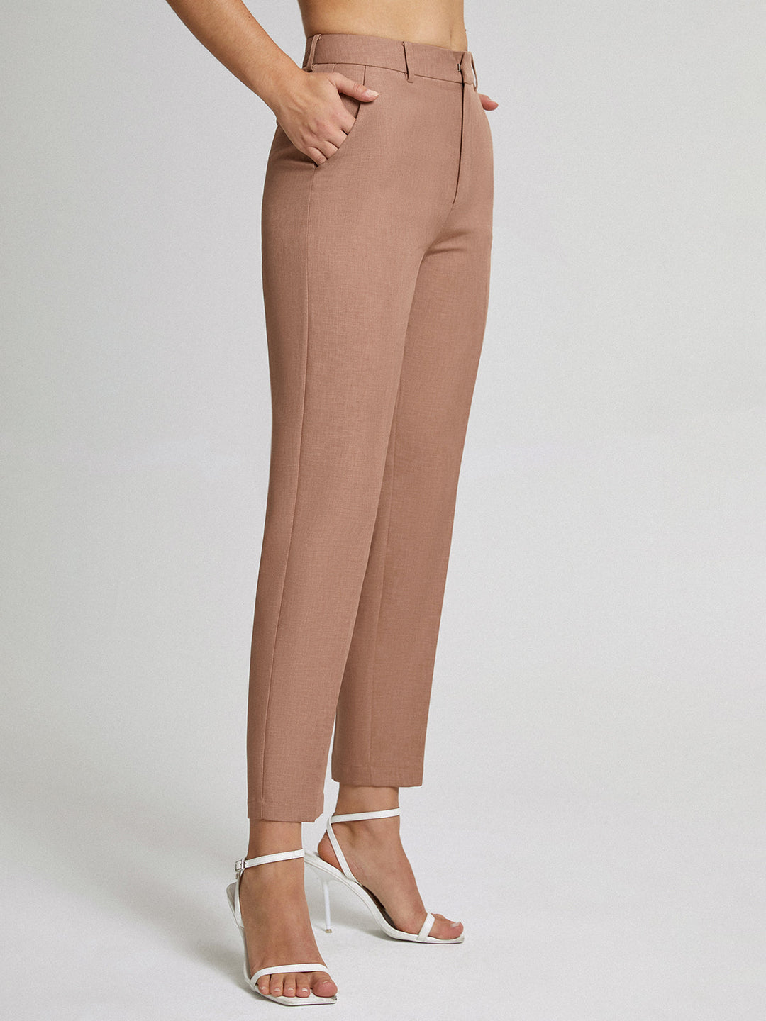 Pantalons skinny slim taille haute droits raccourcis