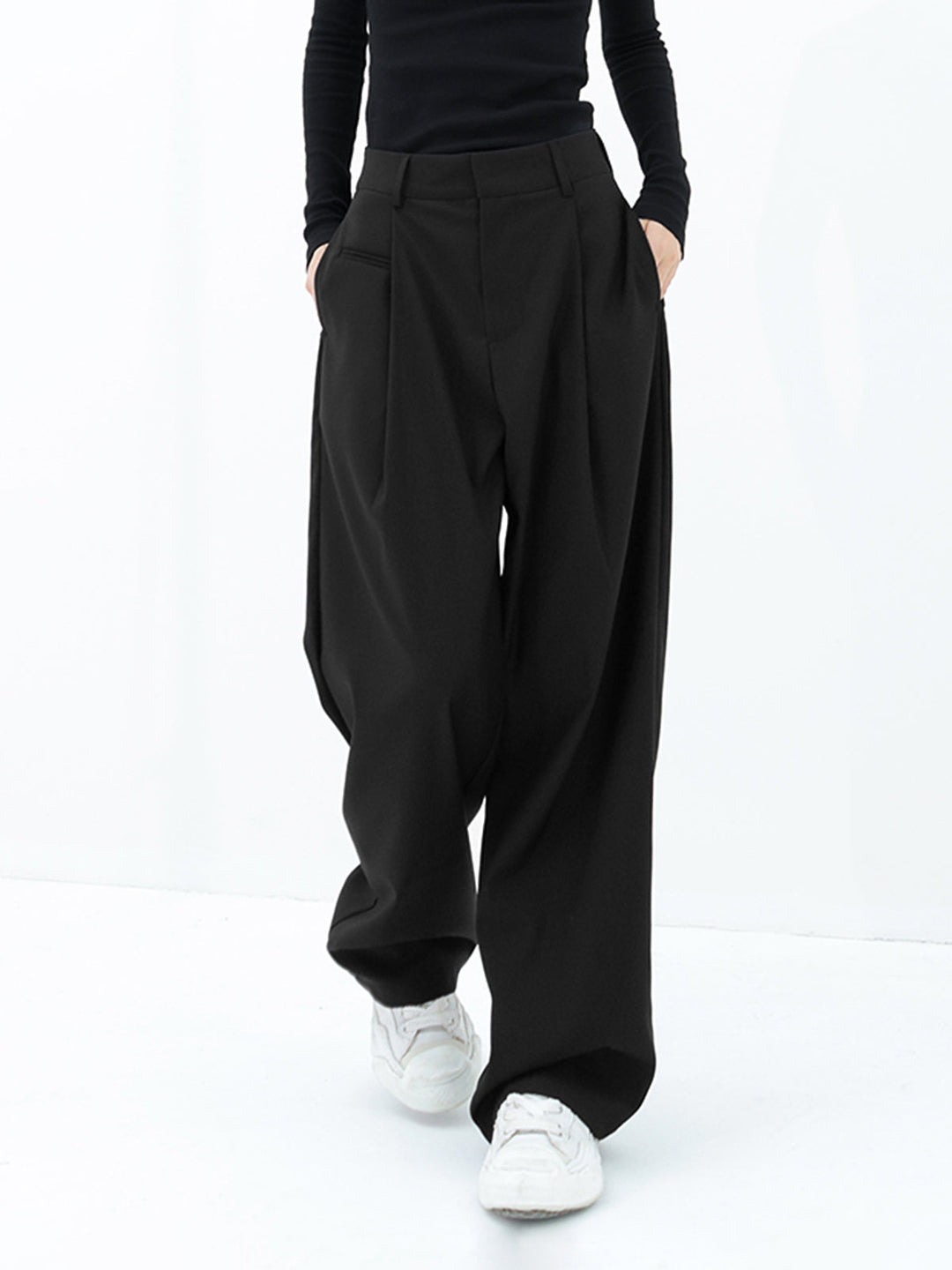 Pantalons Amples Taille Haute Jambe Large Basique