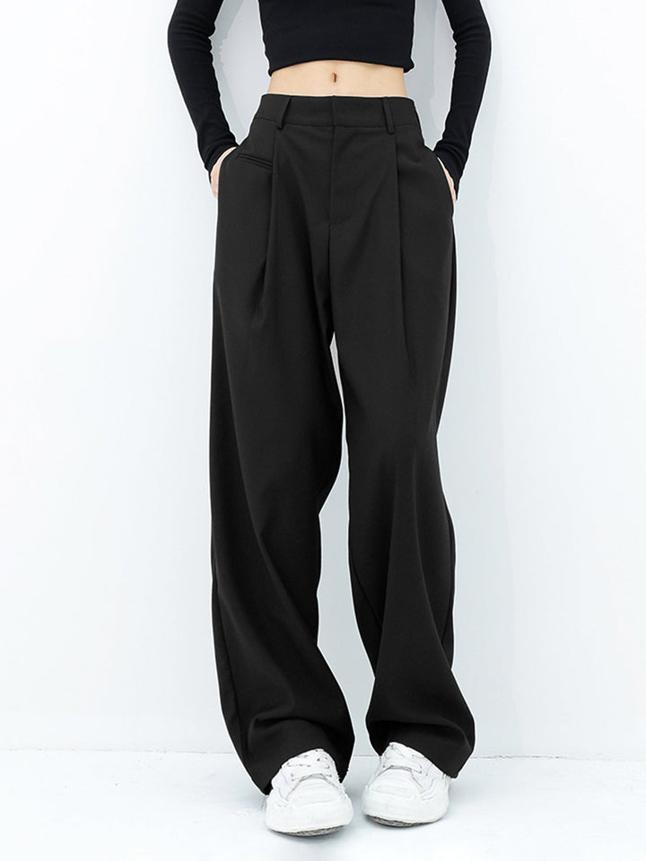 Pantalons Amples Taille Haute Jambe Large Basique