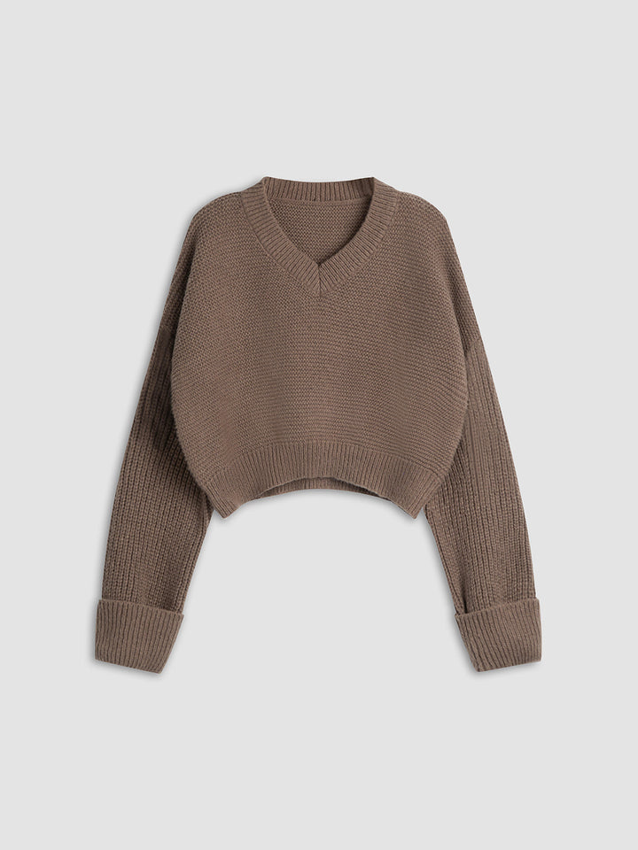 Pull en maille à col en V minimaliste