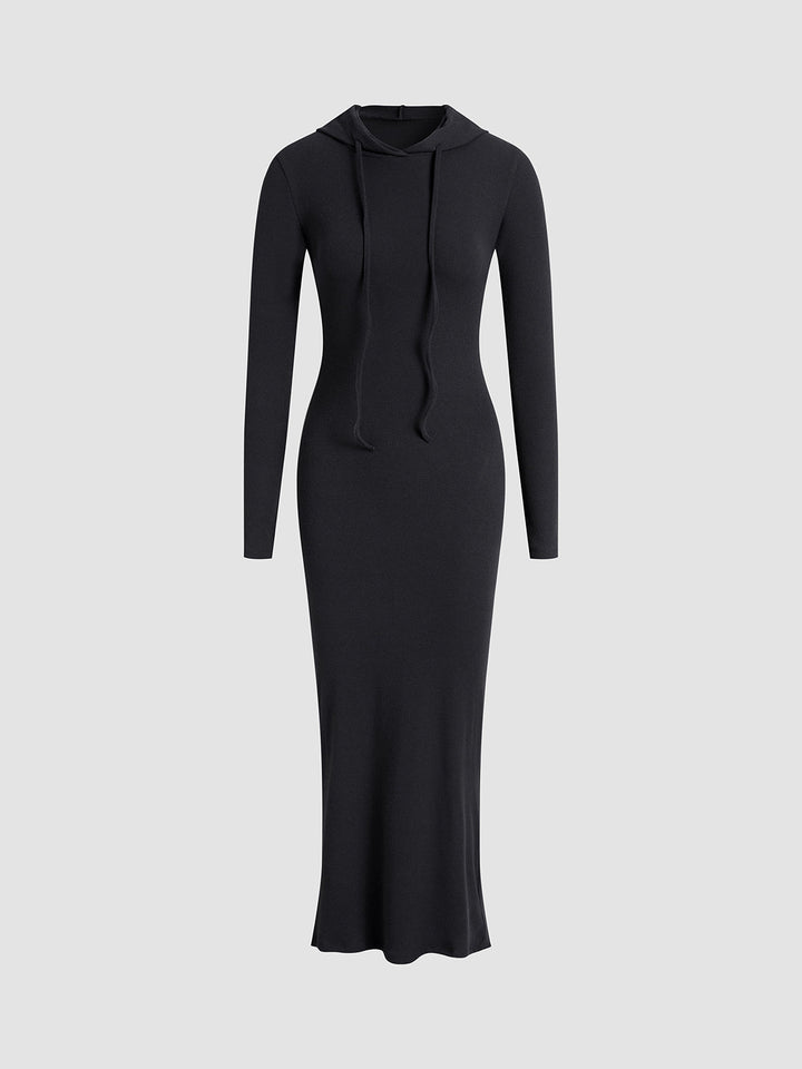 Robe à capuche avec cordon de serrage et épaules tombantes