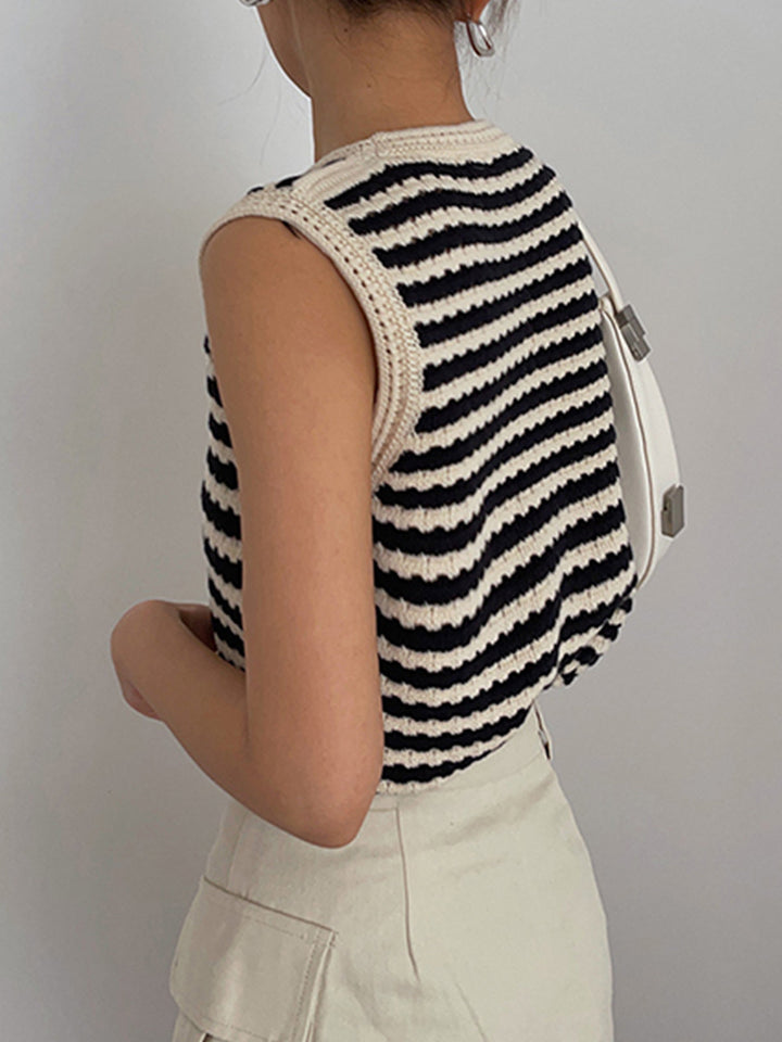 Giletosseum en crochet rayé chic
