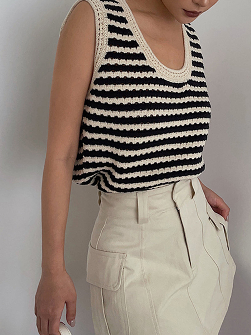 Giletosseum en crochet rayé chic