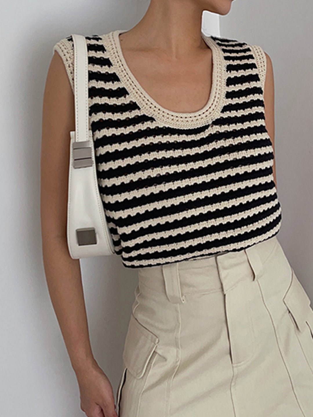 Giletosseum en crochet rayé chic