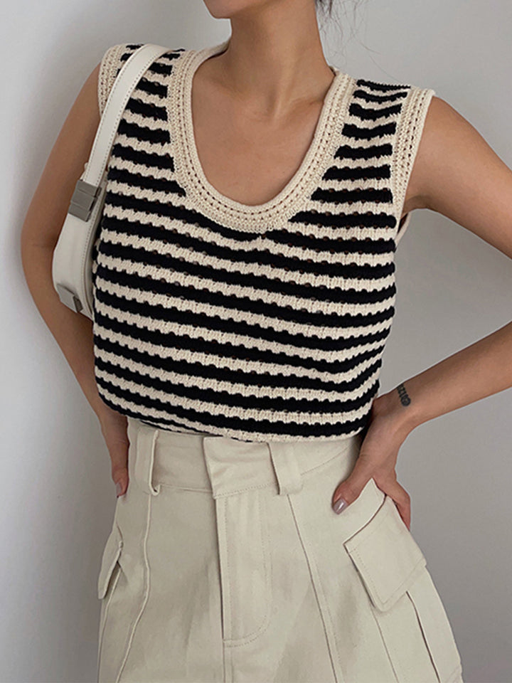 Giletosseum en crochet rayé chic