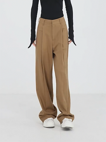 Pantalons Amples Taille Haute Jambe Large Basique