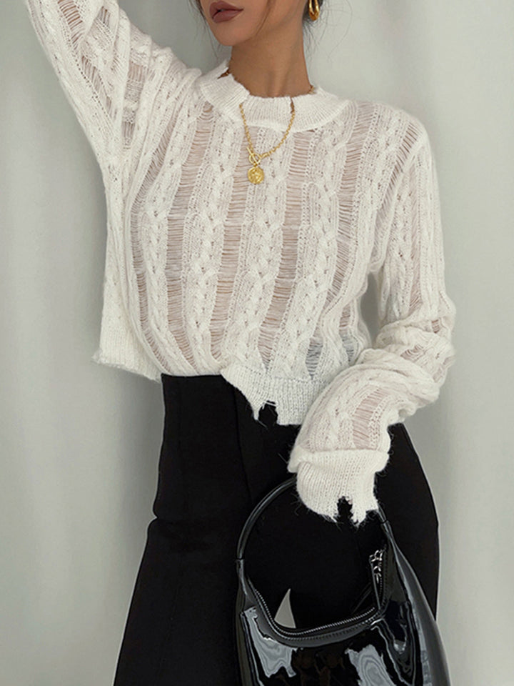Chemise en maille crochet semi-transparente avec flocons de neige