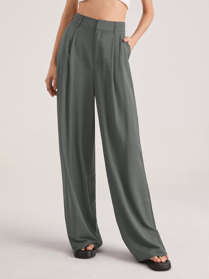 Pantalon ample taille haute plissé