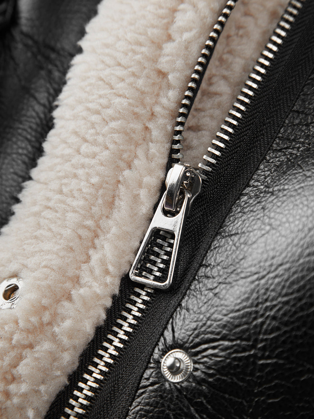 Veste de vol en cuir doublée sherpa et shearling