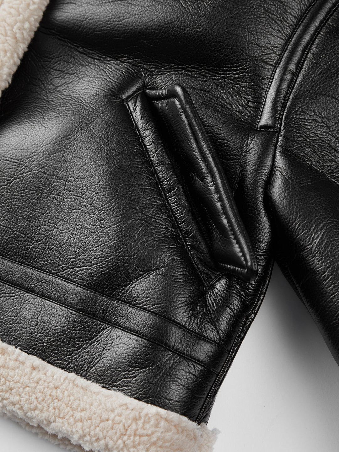 Veste de vol en cuir doublée sherpa et shearling