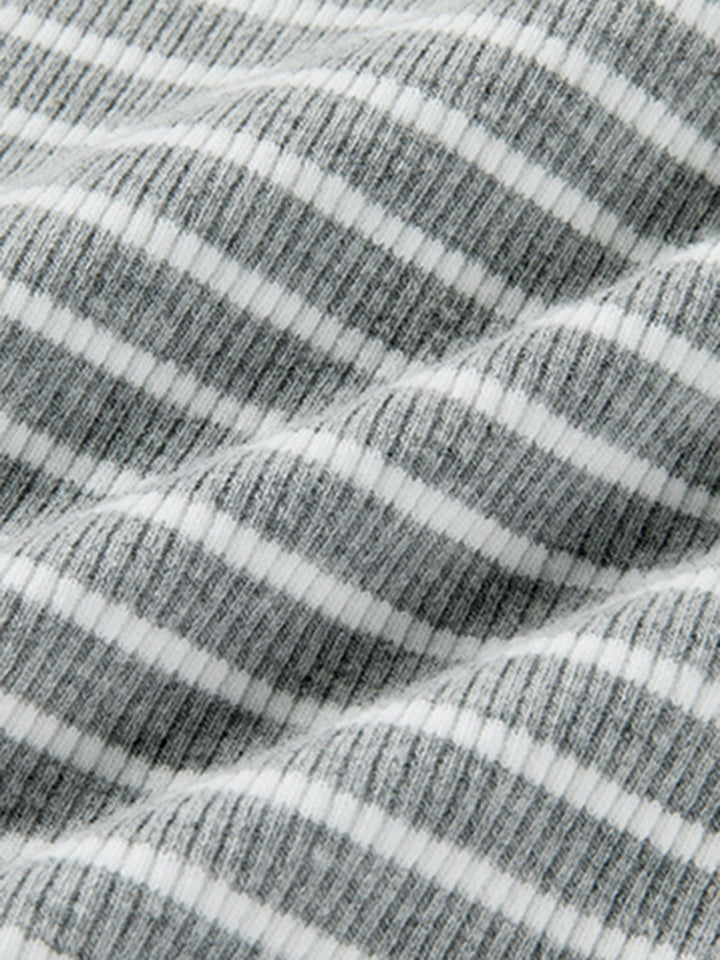 Combinaison Bodysuit Manches Longues à Rayures Dos Ouvert