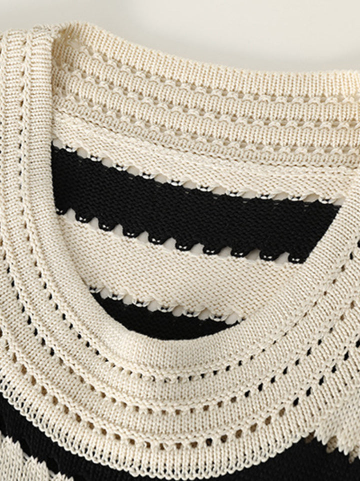 Robe Courte En Tricot à Rayures Festonnées
