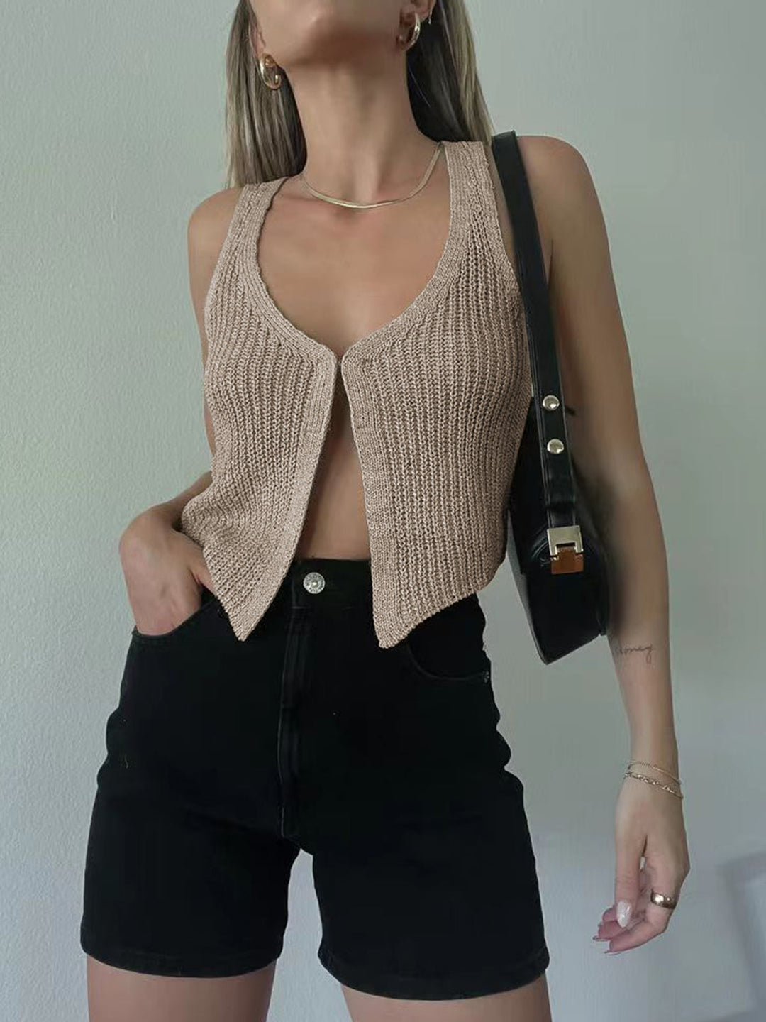 Gilet en maille classique à agrafe et crochet