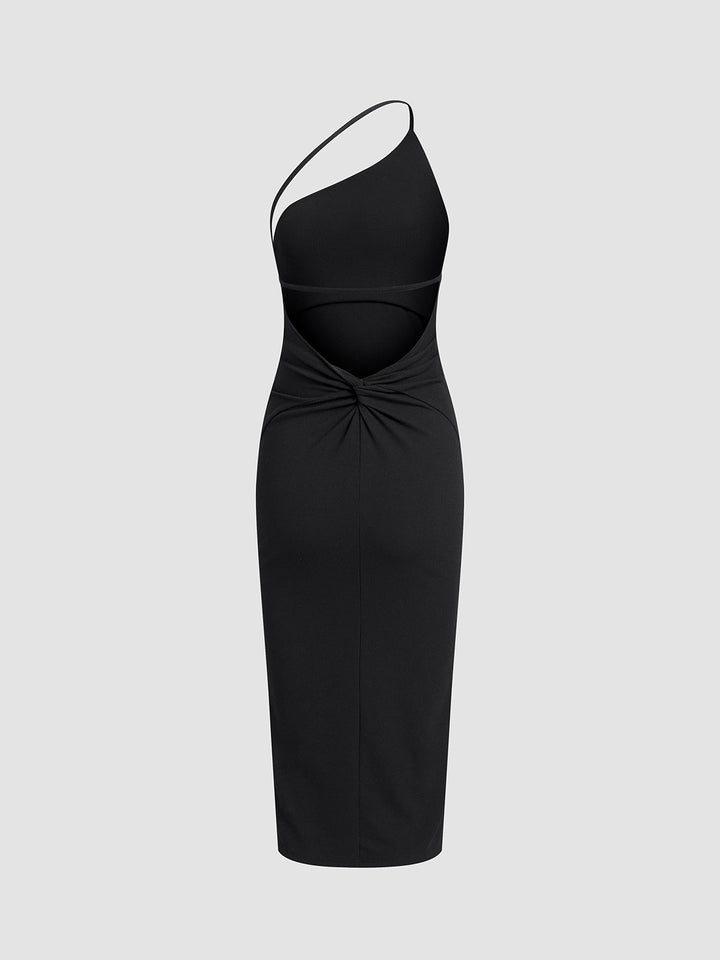 Robe Mi-longue à Dos Ouvert et Bretelles Asymétriques