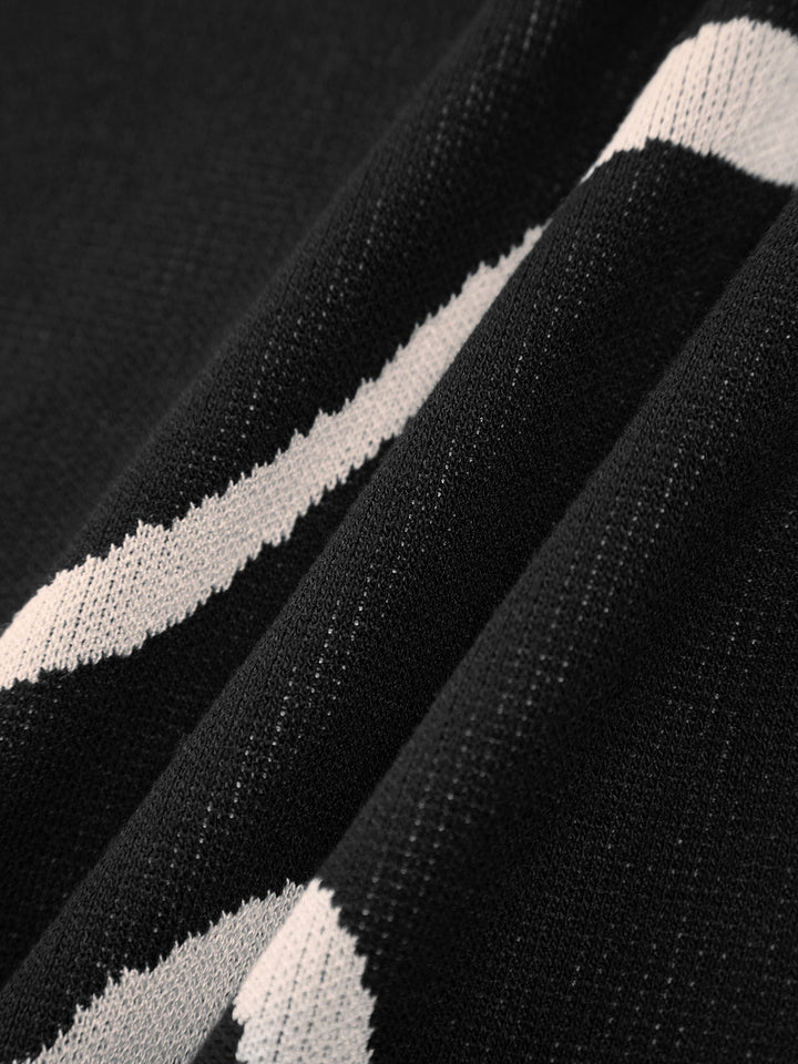 Robe Mi-longue à Bretelles Imprimé Ondulé