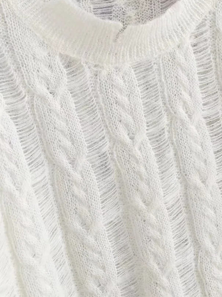 Chemise en maille crochet semi-transparente avec flocons de neige