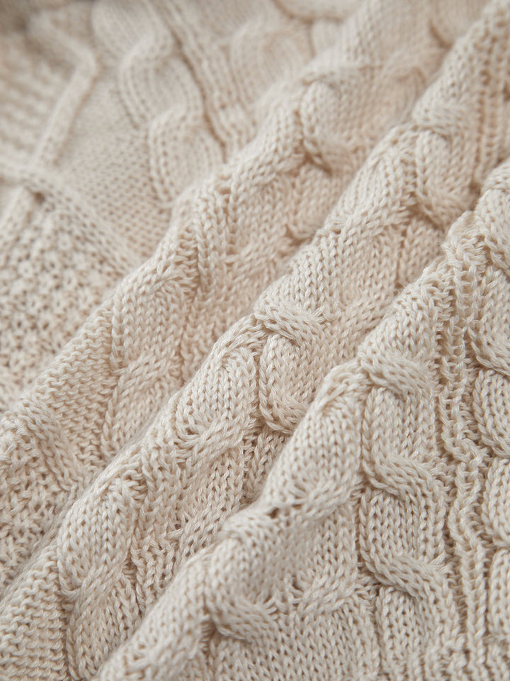 Top Court Dos Nu en Tricot Câblé à Cordon