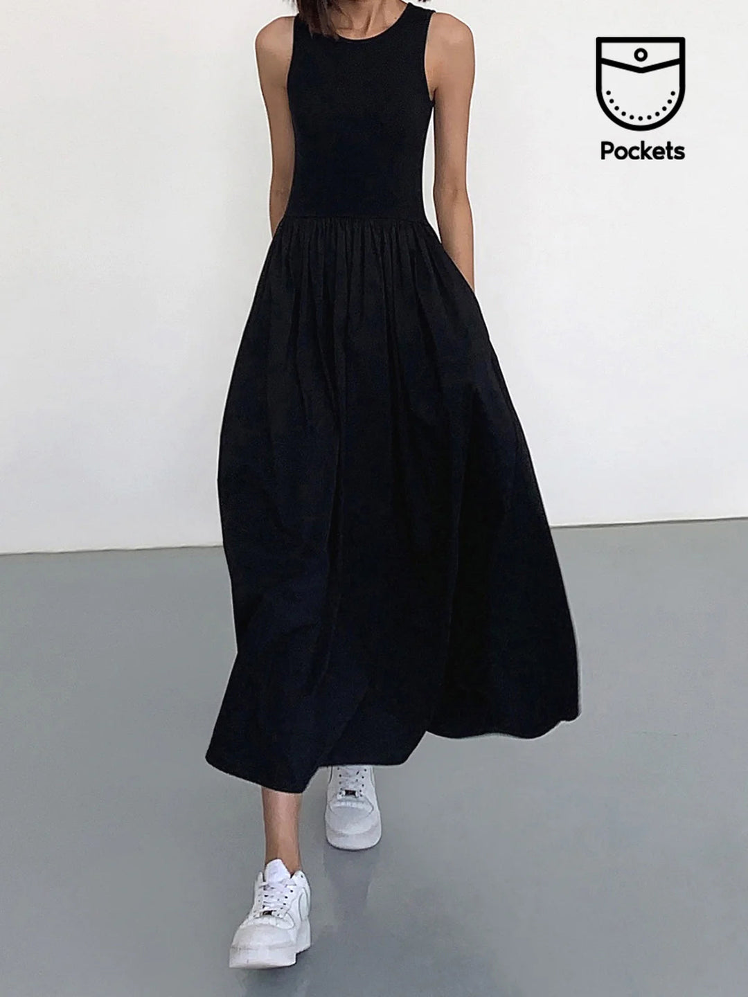 Robe Longue Col Rond Décontracté
