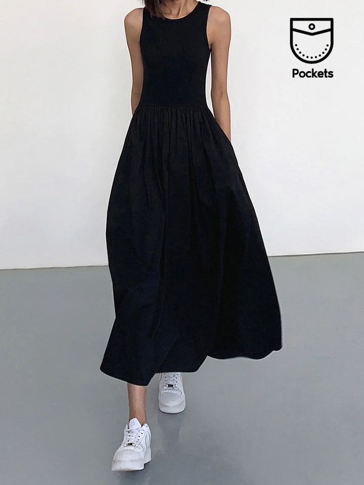 Robe Longue Col Rond Décontracté