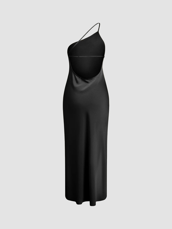 Robe Longue Satinée à Dos Ouvert et Fente "Moonlight"