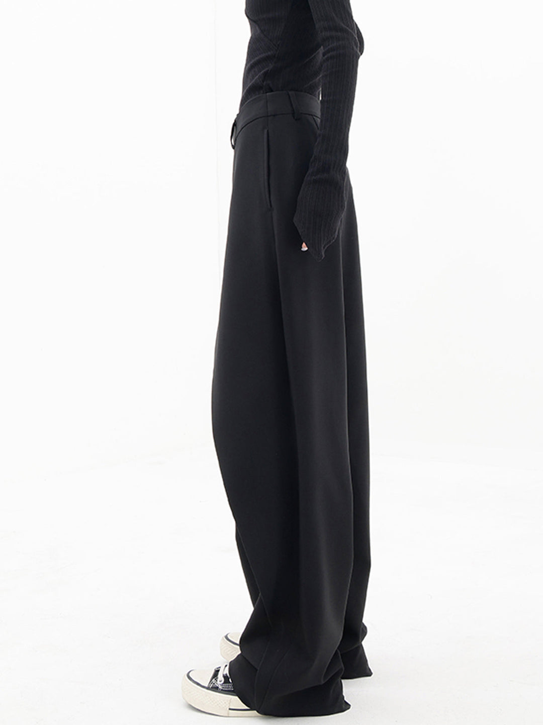 Pantalon Robe Large à Boutons et Superposition Asymétrique