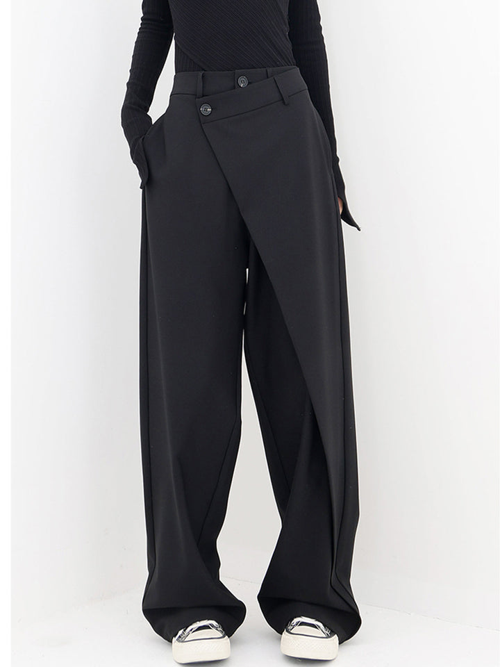 Pantalon Robe Large à Boutons et Superposition Asymétrique