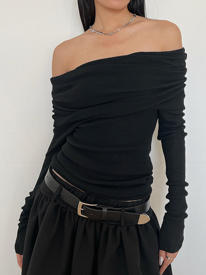 Chemise à épaules dénudées avec revers semi-transparent