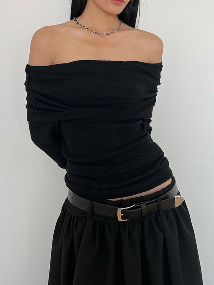 Chemise à épaules dénudées avec revers semi-transparent
