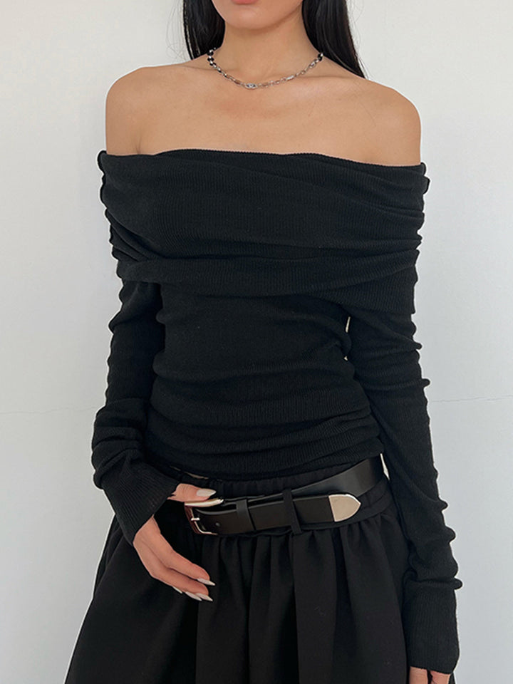 Chemise à épaules dénudées avec revers semi-transparent