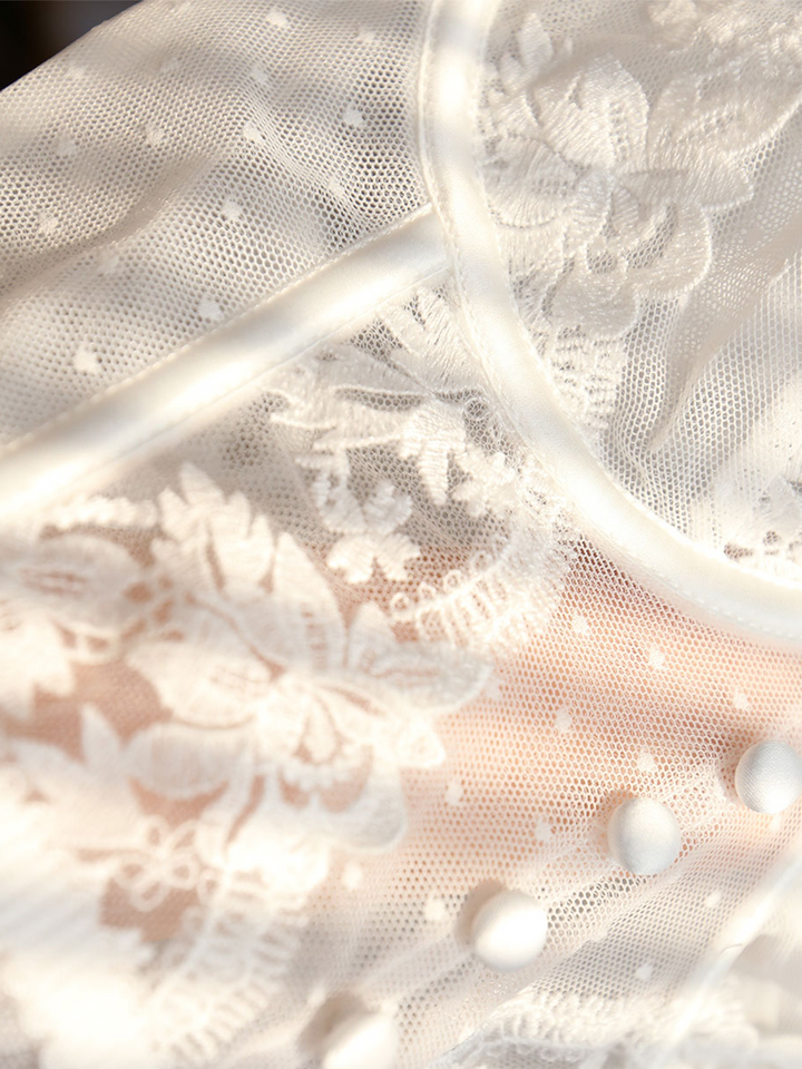 Débardeur Corset Court en Dentelle Transparente Florale