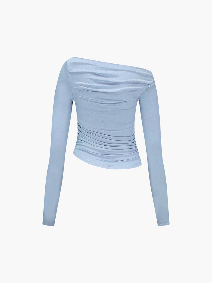 Chemise Asymétrique à Manches Longues et Épaules Dénudées