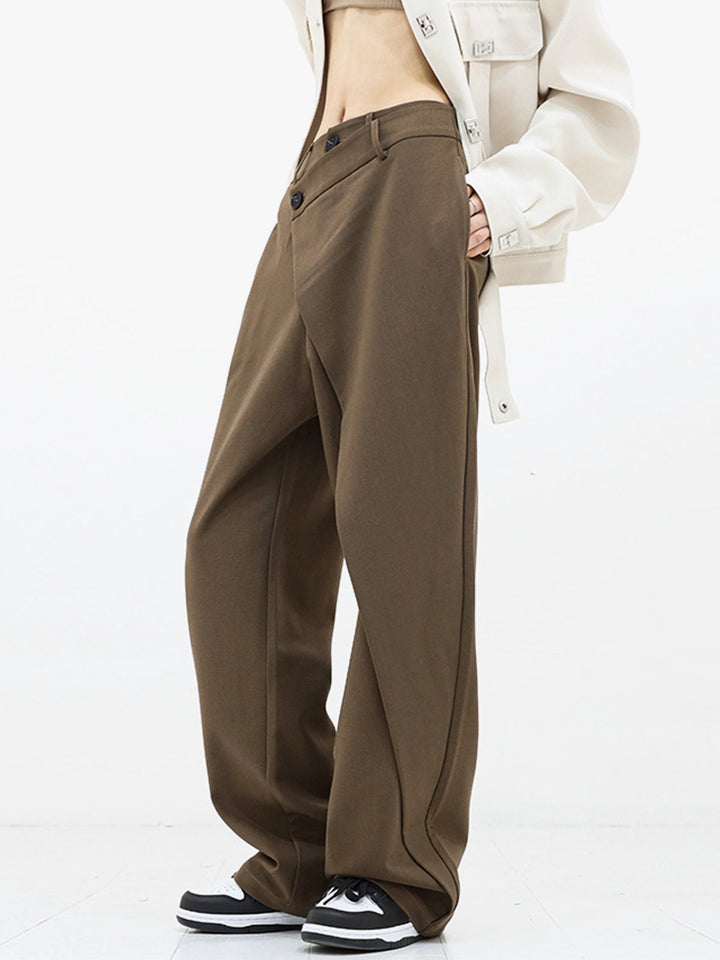 Pantalon Robe Large à Boutons et Superposition Asymétrique