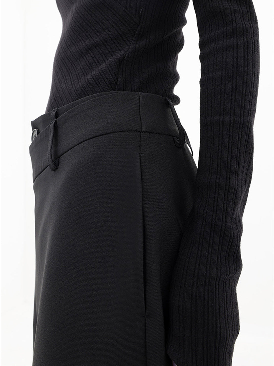 Pantalon Robe Large à Boutons et Superposition Asymétrique