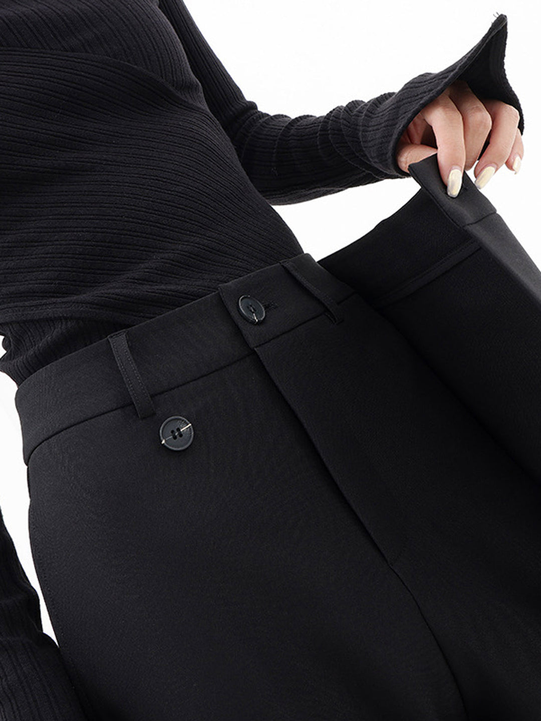 Pantalon Robe Large à Boutons et Superposition Asymétrique