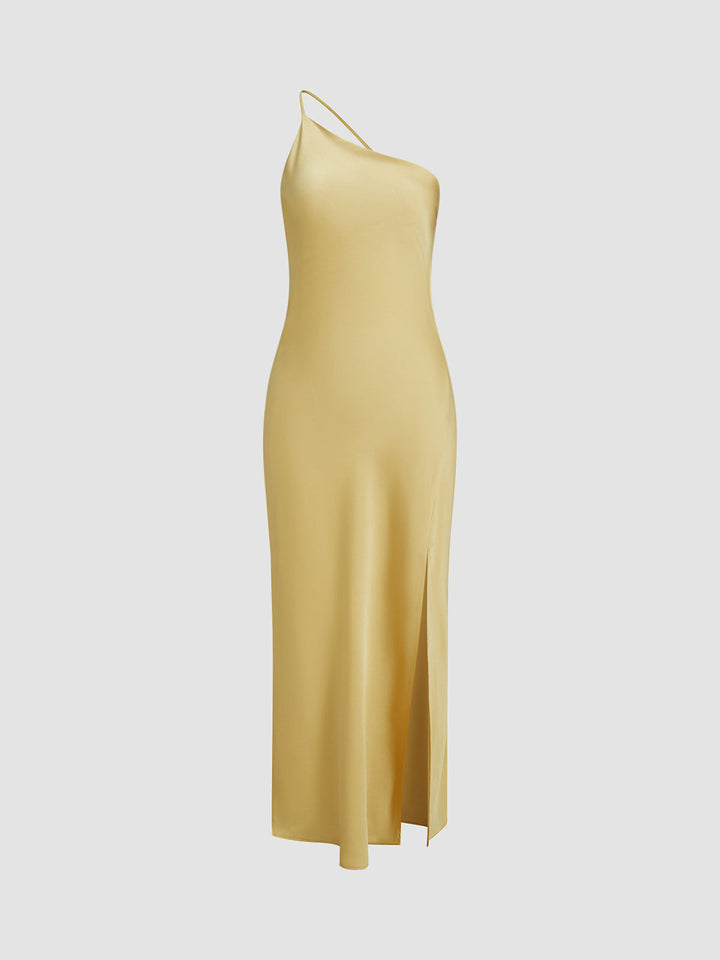 Robe Longue Satinée à Dos Ouvert et Fente "Moonlight"
