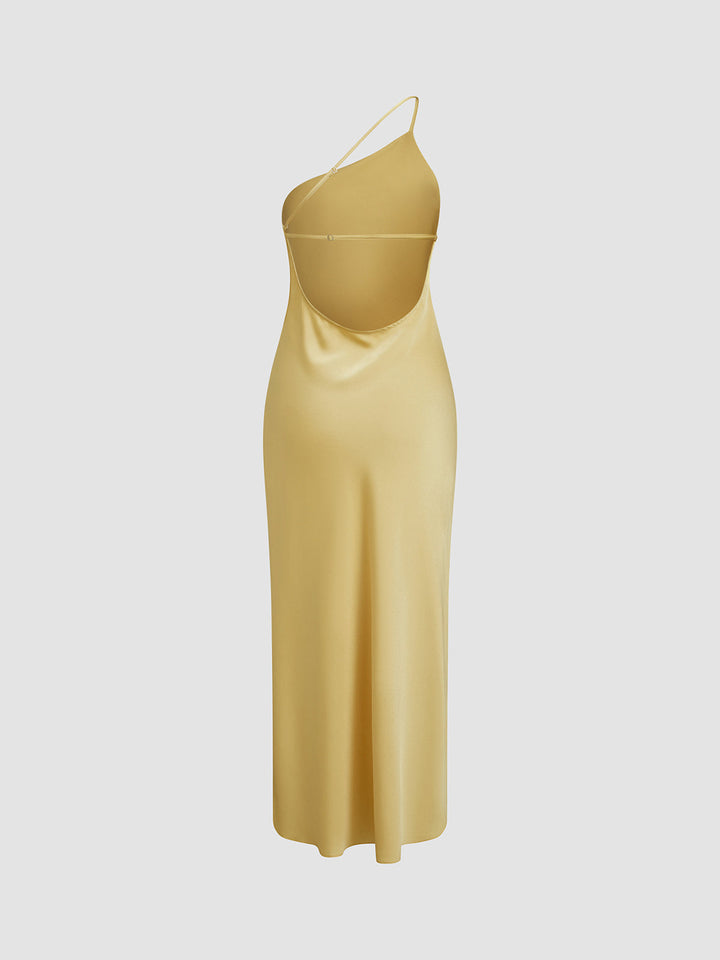 Robe Longue Satinée à Dos Ouvert et Fente "Moonlight"