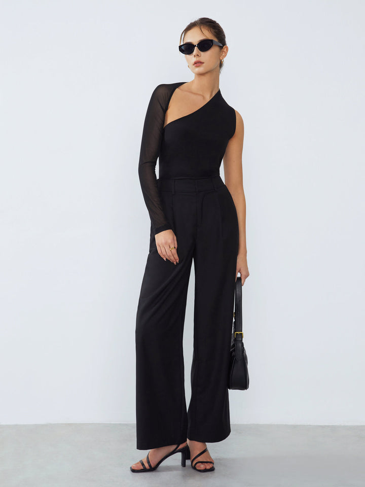 Chemise asymétrique à manches en mesh