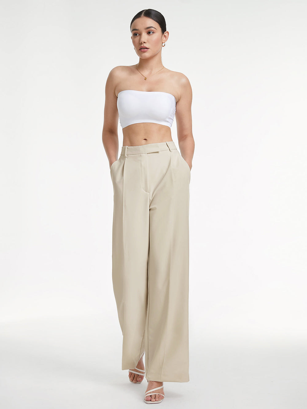 Pantalons Pantalon Ample Taille Haute Jambe Large