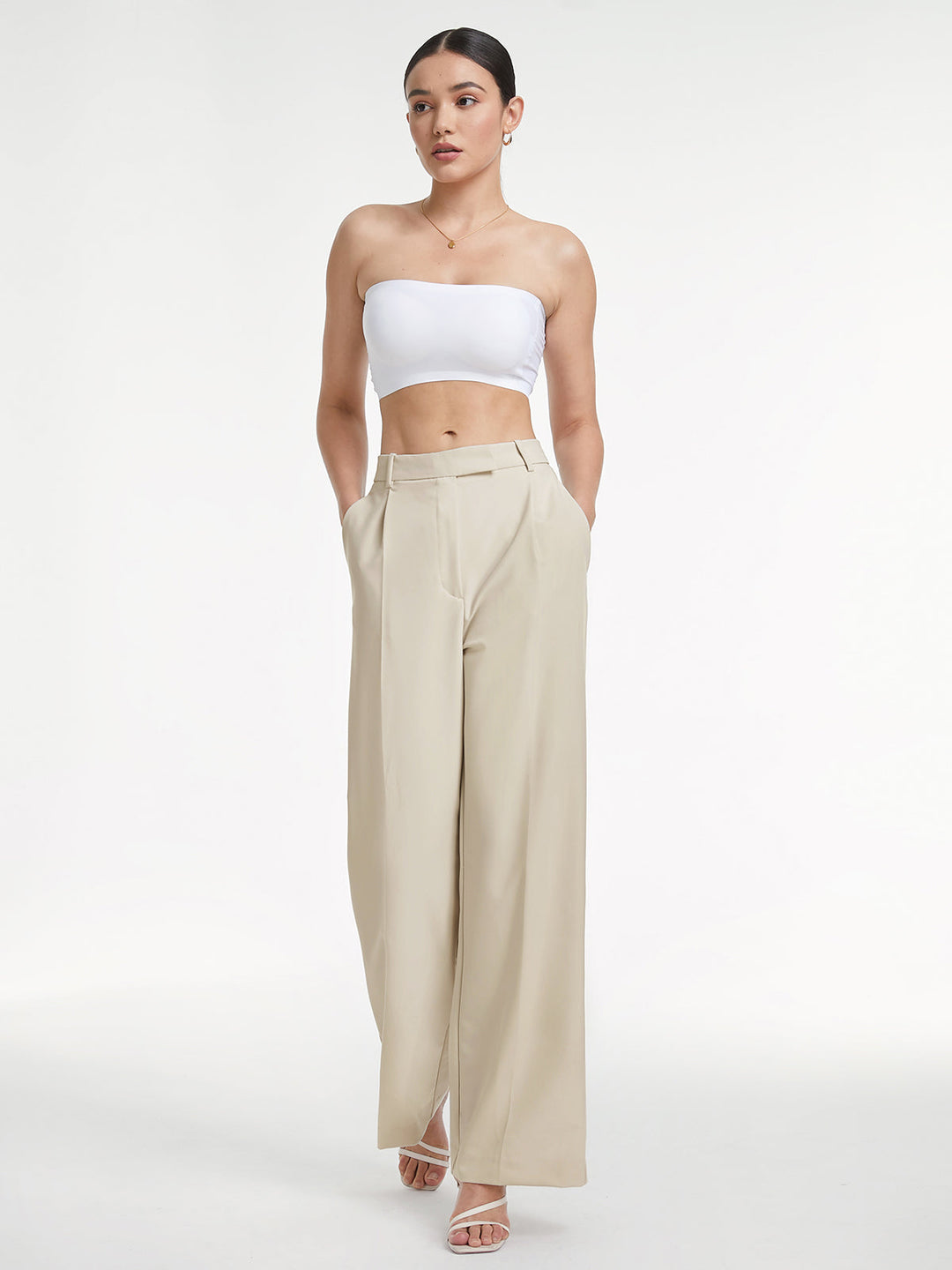 Pantalons Pantalon Ample Taille Haute Jambe Large