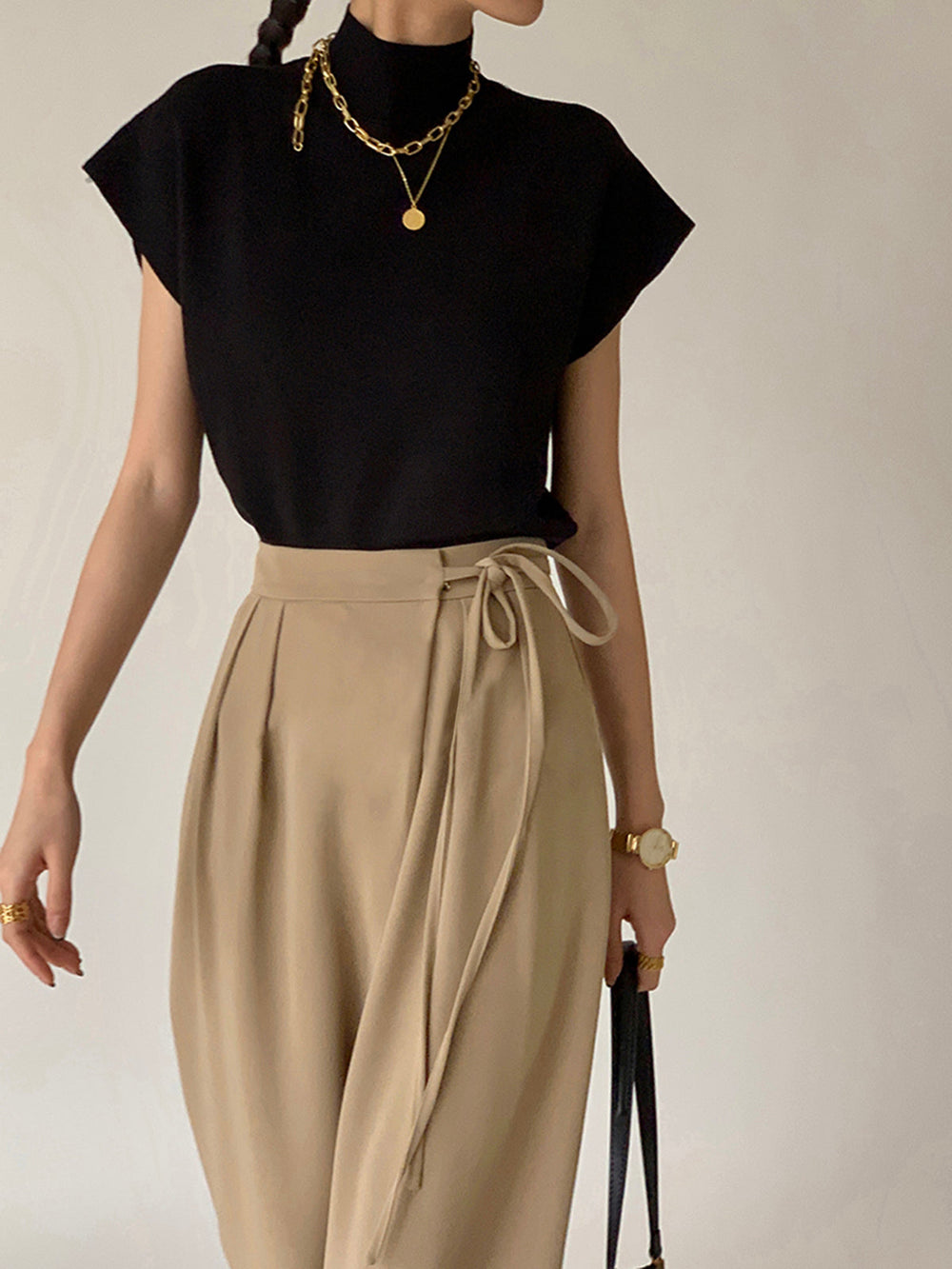 Pantalon ample à taille nouée