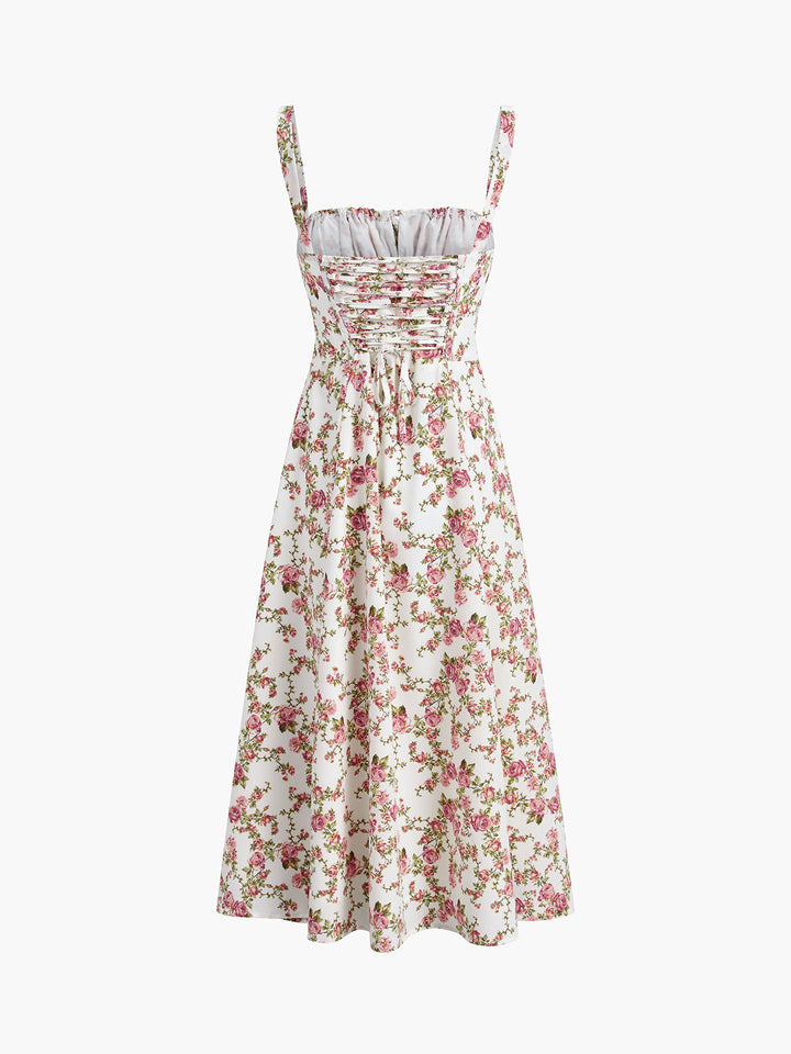 Robe mi-longue à fleurs Rosebud