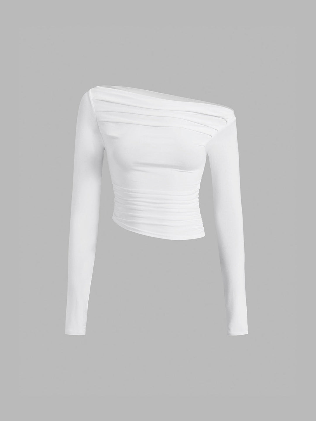 Chemise Asymétrique à Manches Longues et Épaules Dénudées