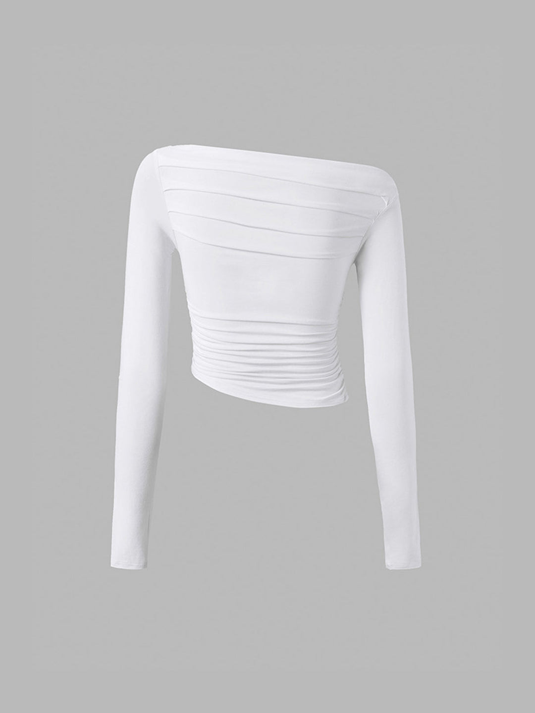 Chemise Asymétrique à Manches Longues et Épaules Dénudées