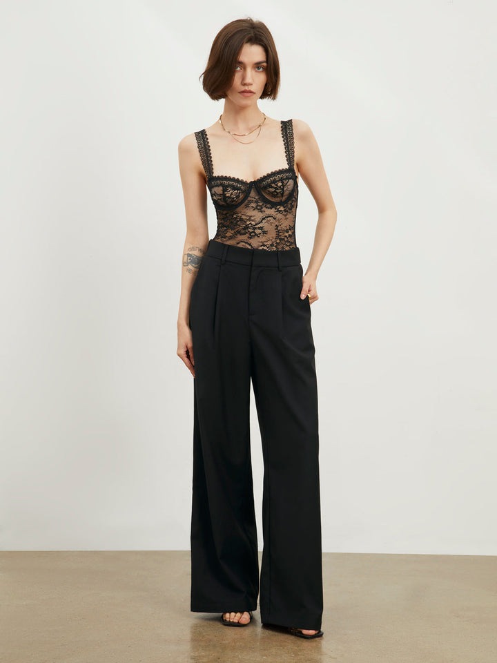 Body Balnéaire en Dentelle Florale Semi-Transparente