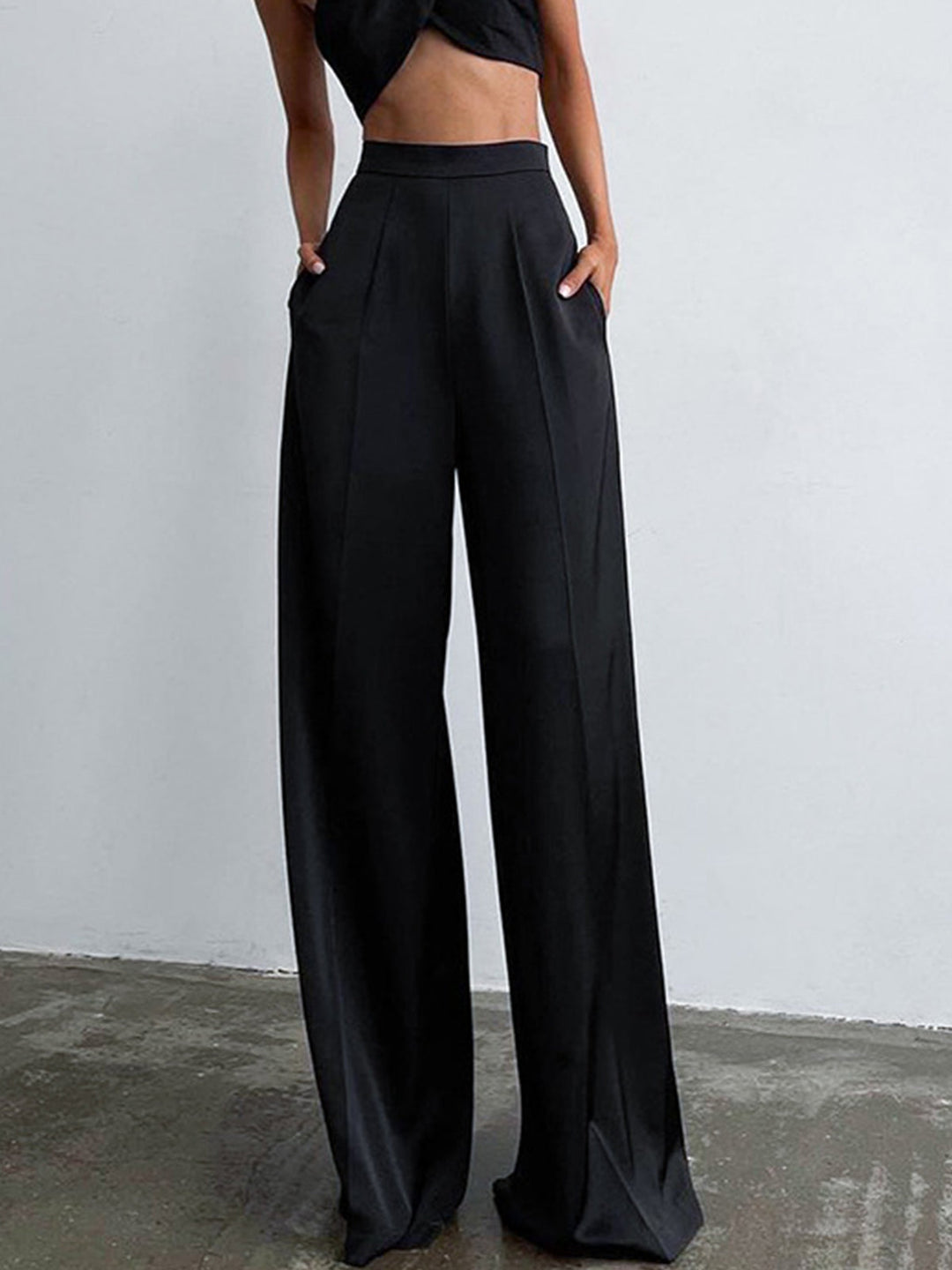 Pantalon Robe Satin Oversize Jambe Large