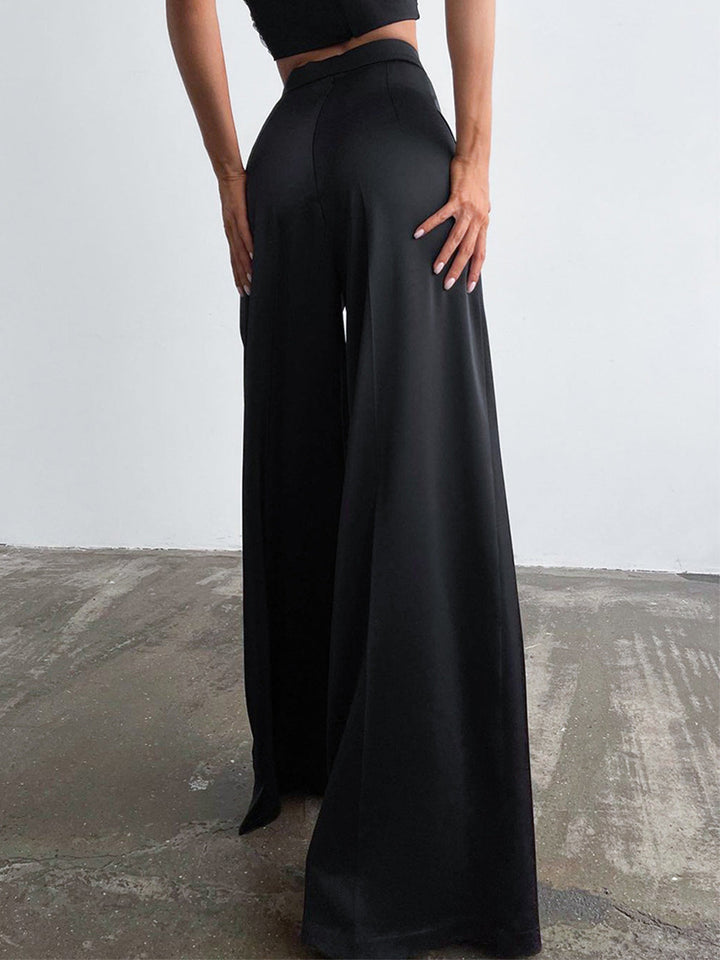 Pantalon Robe Satin Oversize Jambe Large