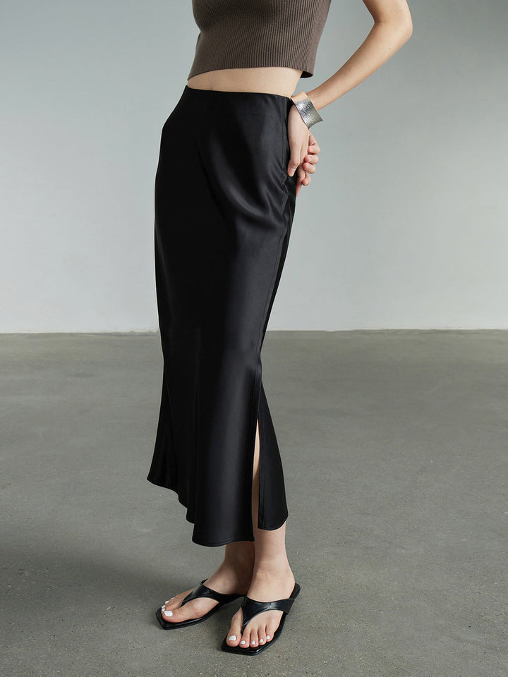Jupe Midi Fluide en Satin