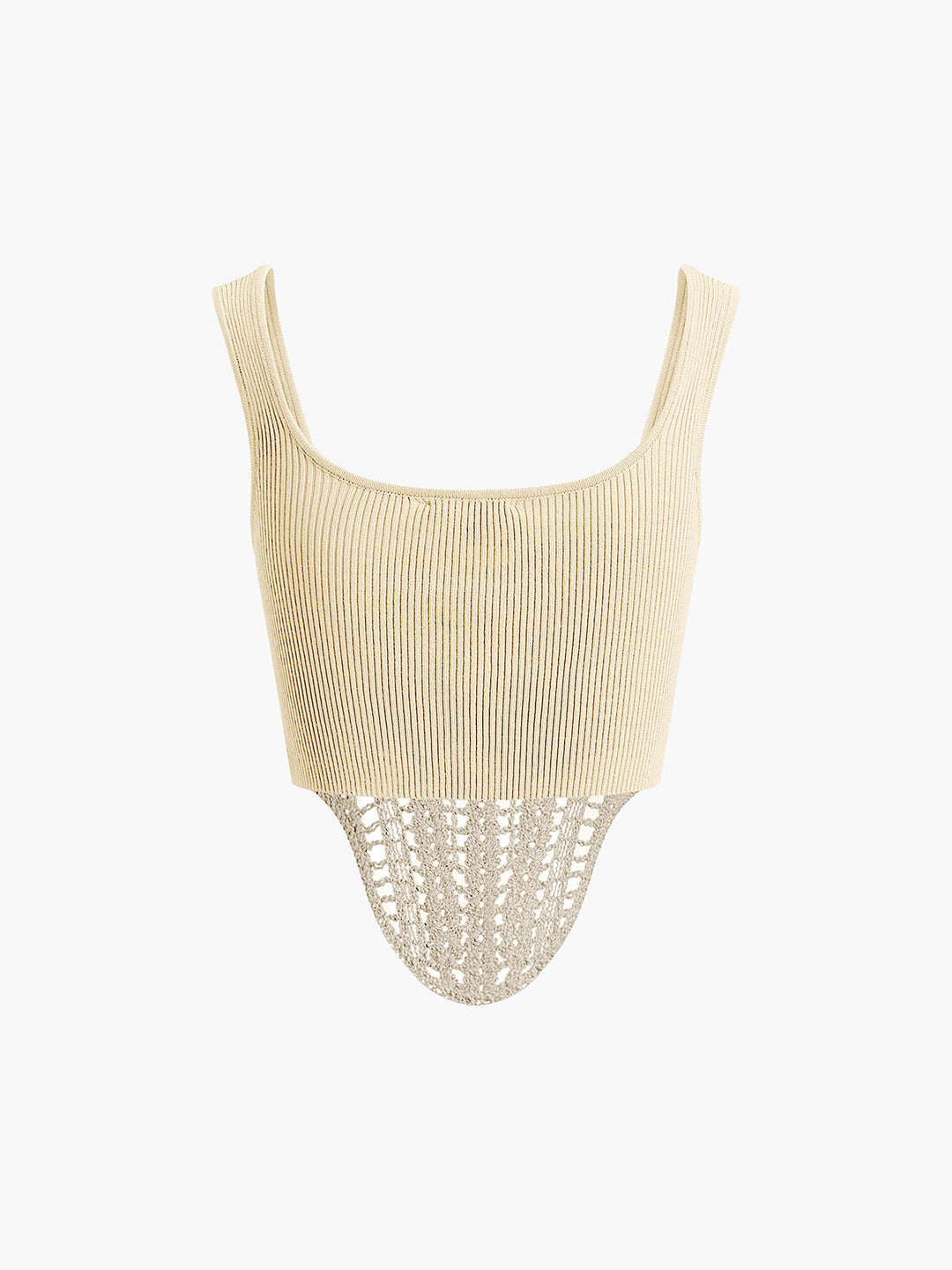 Top Court à Bretelles Contour et Passepoil Semi-Transparent en Crochet