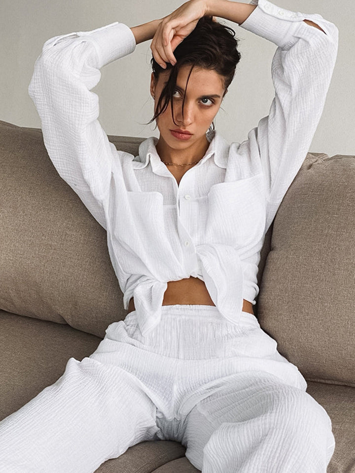 Ensemble Pantalon Coton Minimaliste Deux Pièces