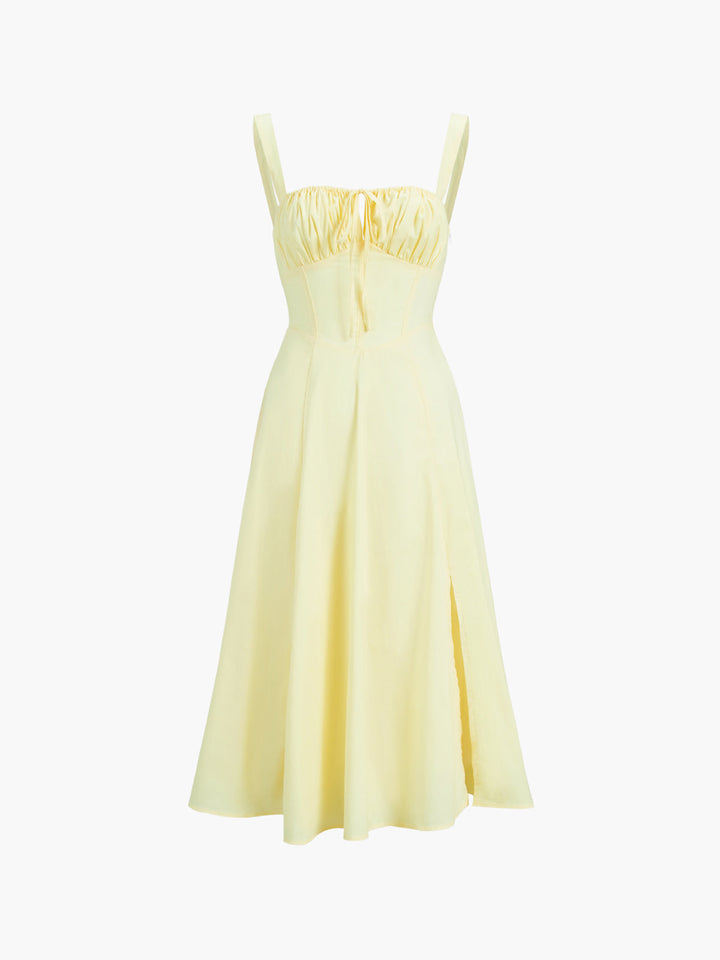 Robe Longue d'Été à Détails de Bonnets Ruchés